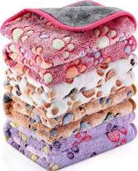 Reginary 4 Pcs Waterproof Guinea Pig Blankets Washable Small Animal Fleece Bedding Absorbent Guinea Pig Cage Liners Reusable Pet Pee Pad Sleep Mat for Hamster Ferret(Paw Print,35 x 24 Inch)