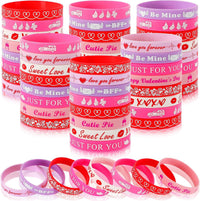 JUNEBRUSHS 64pcs Halloween Party Favors Silicone Bracelets Rubber - Valentine Style
