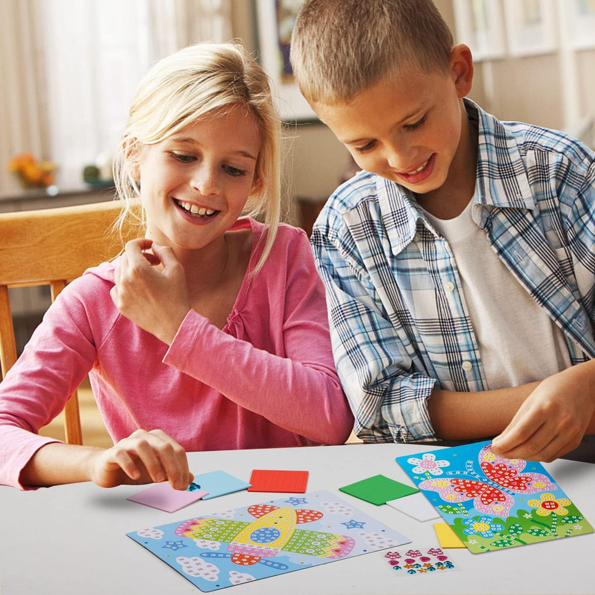 LZHZH Mosaic Sticker Art for Kids, Butterfly, Sailboat - Handmade Art Kits for Kids - image 2