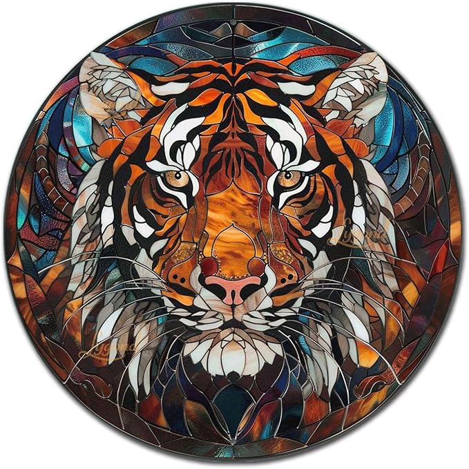 Lygond Metal Sign - Circular Stained Glass Tigle Sign For Bar - 88 Inches