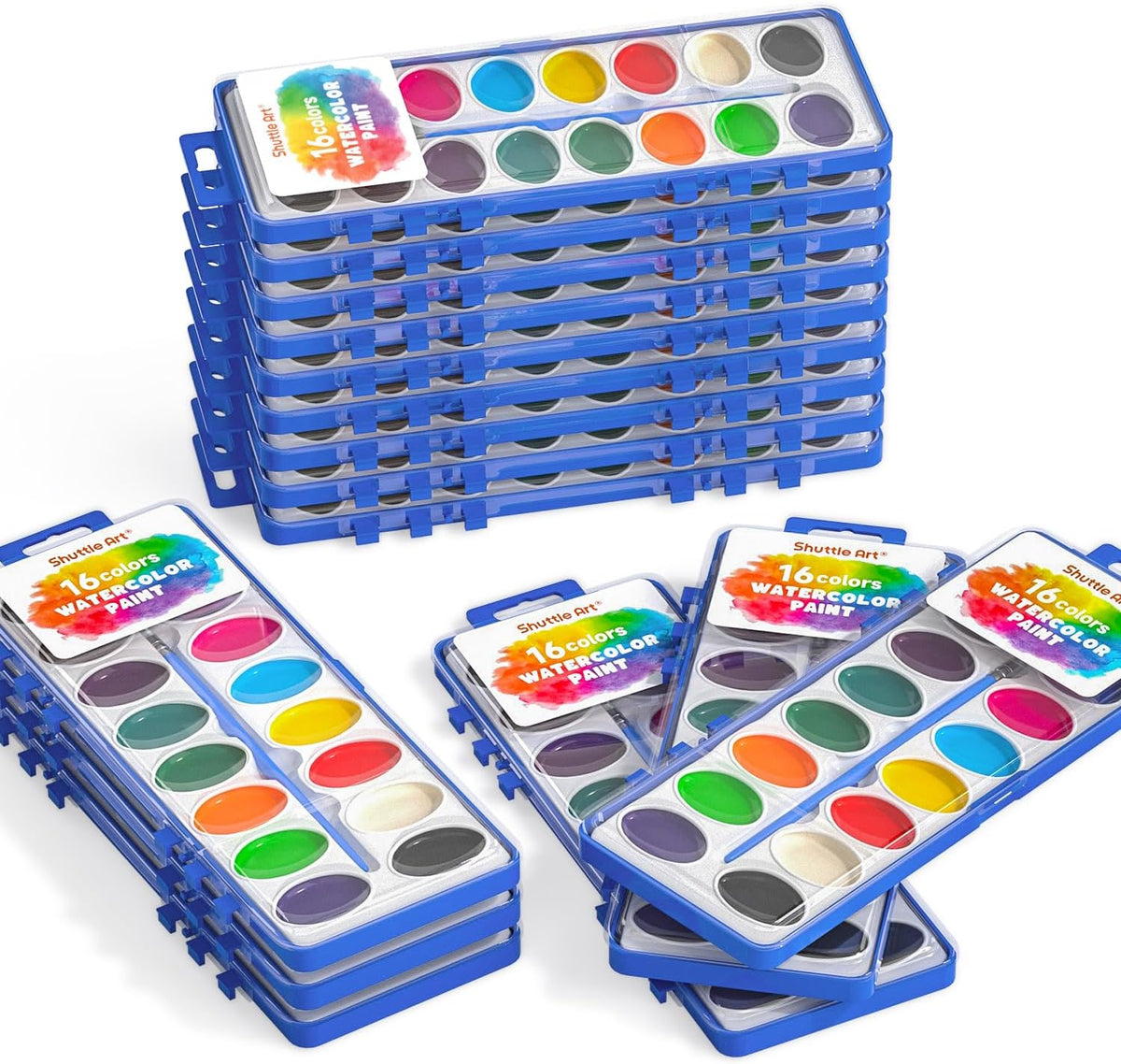 Shuttle Art 16 Colors Watercolor Paint Set Bulk - 16 Colors 15 Pack