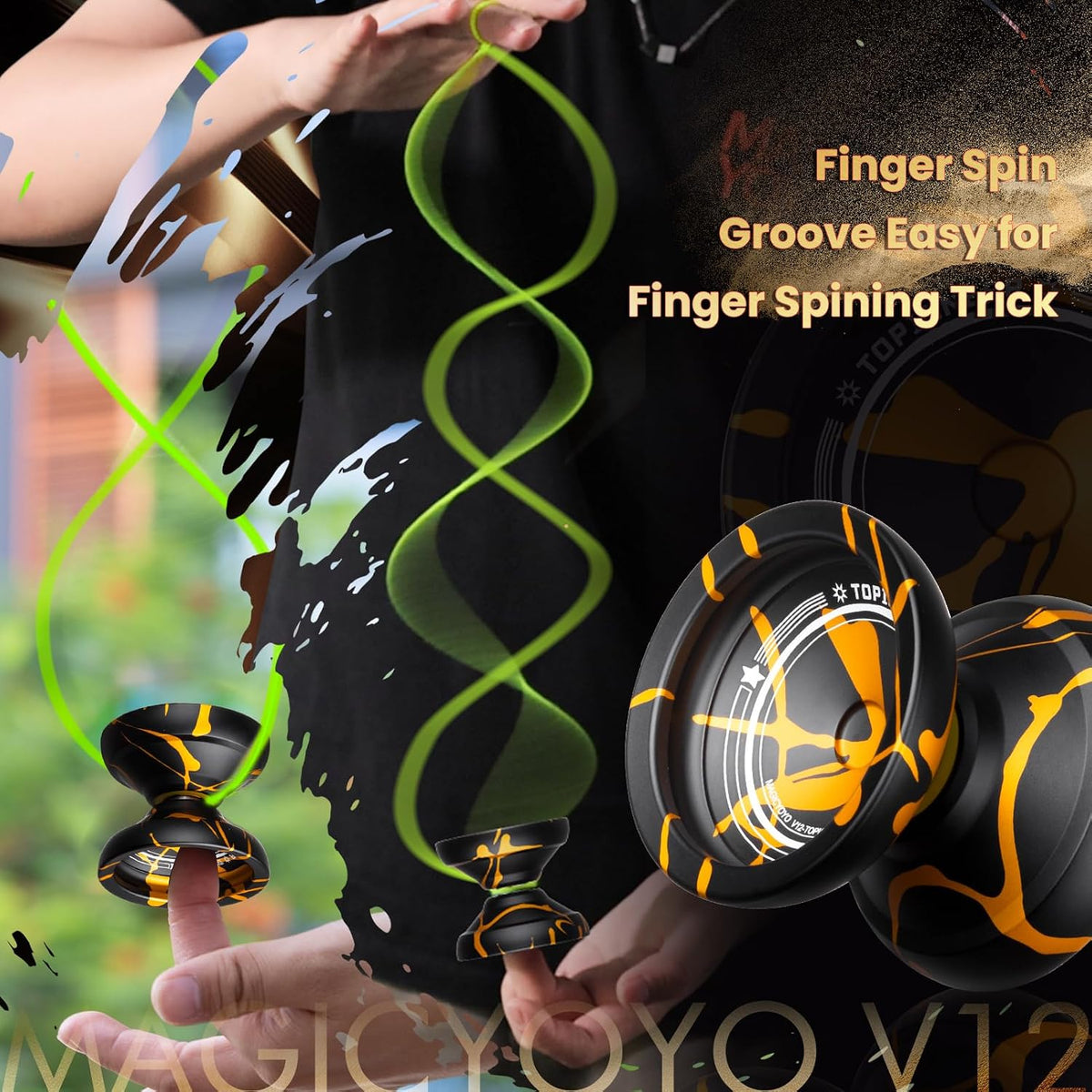 MAGICYOYO V12 Finger Spin Yoyo - Black Gold Splash - image 4