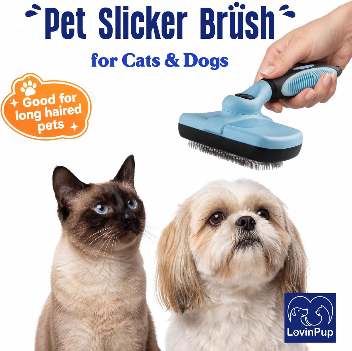 Pet Mat Remover, Professional Dematting Comb for Dogs and Cats - Slicker Brush (Blue/Black) - image 2