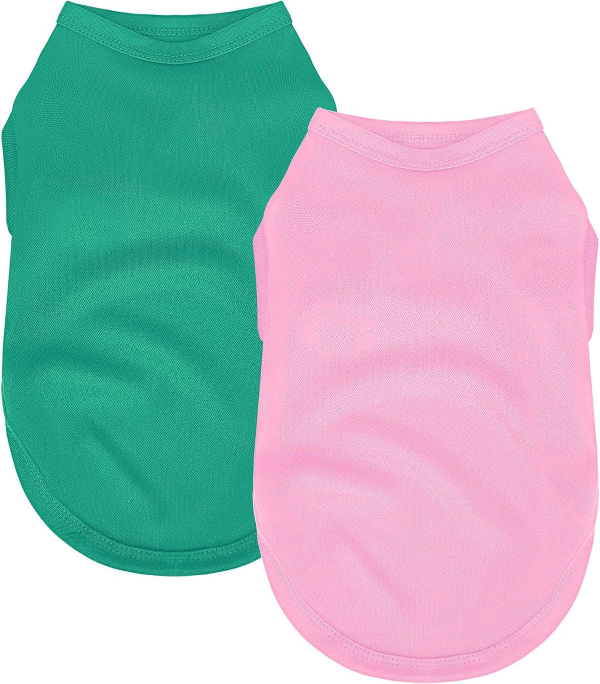 2 Pack Solid Color Dog Shirts, Lightweight, Quick Dry - Pink,Teal / S (14'' Chest)