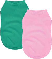 2 Pack Solid Color Dog Shirts, Lightweight, Quick Dry - Pink,Teal / S (14'' Chest)