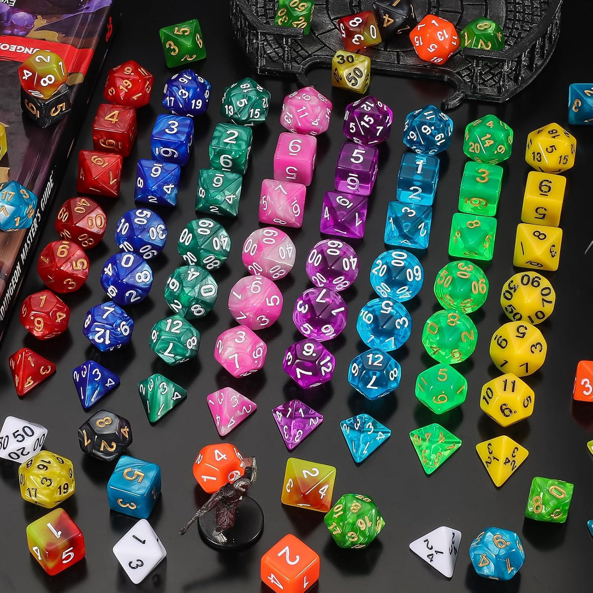 QMay 7 Sets Polyhedral Dice - 15 Colors (105pcs) - image 2