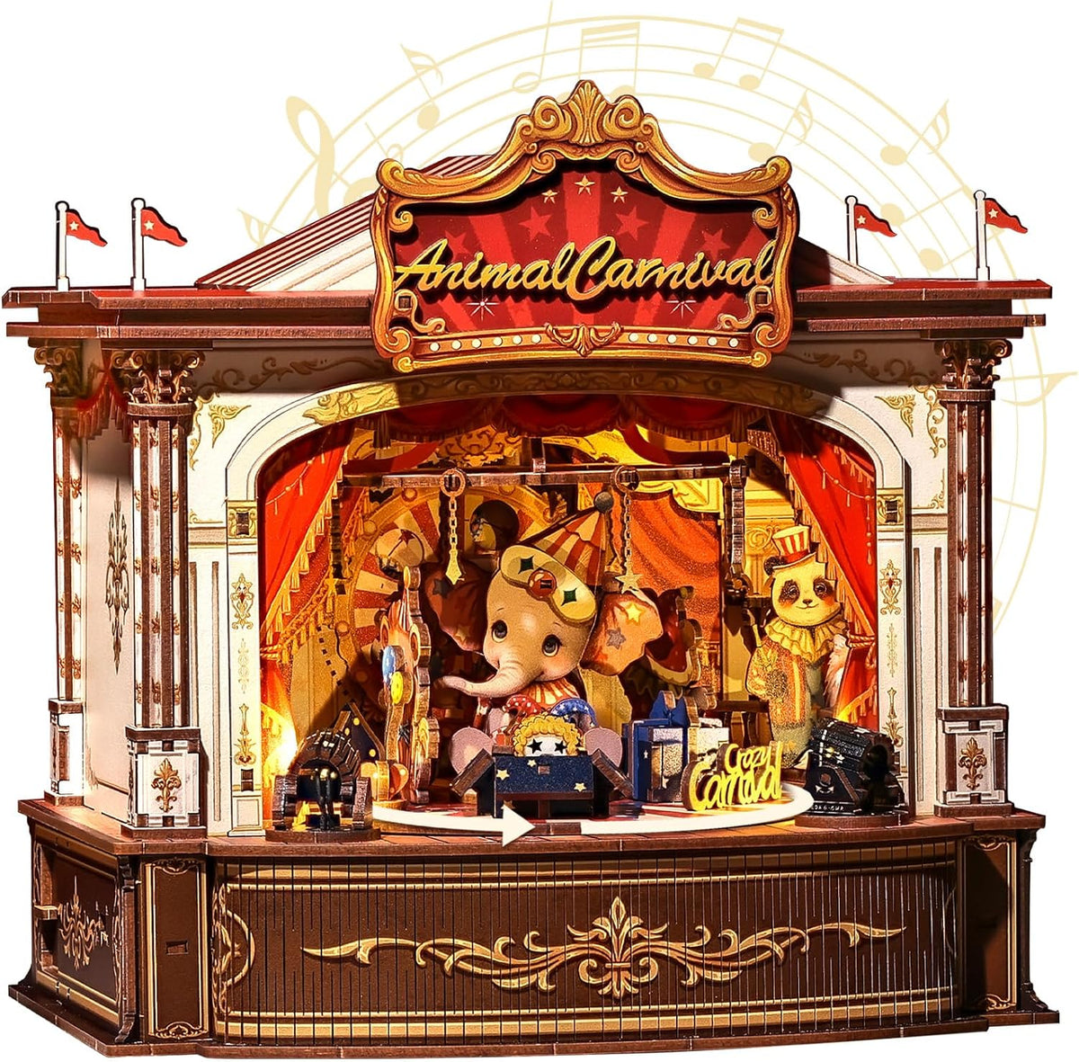 CUTEBEE 3D Wooden Puzzle for Adults - Animal Carnival