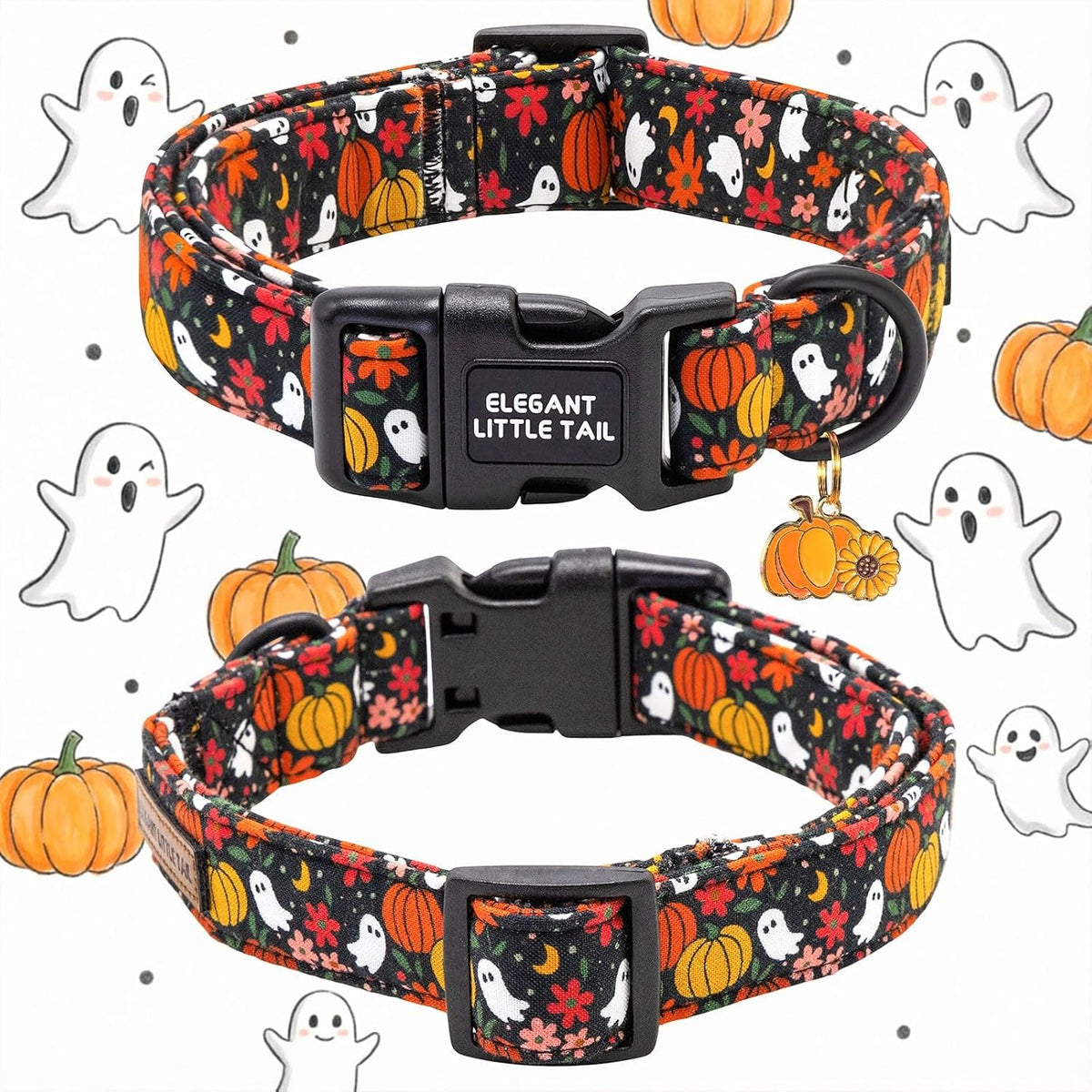 Elegant little tail Dog Collar - Halloween- Ghosts / Small (Pack of 1) - image 3