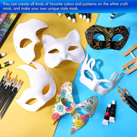 Leyndo blank white paper mache half masquerade masks, 24-pack in classic style - view 11