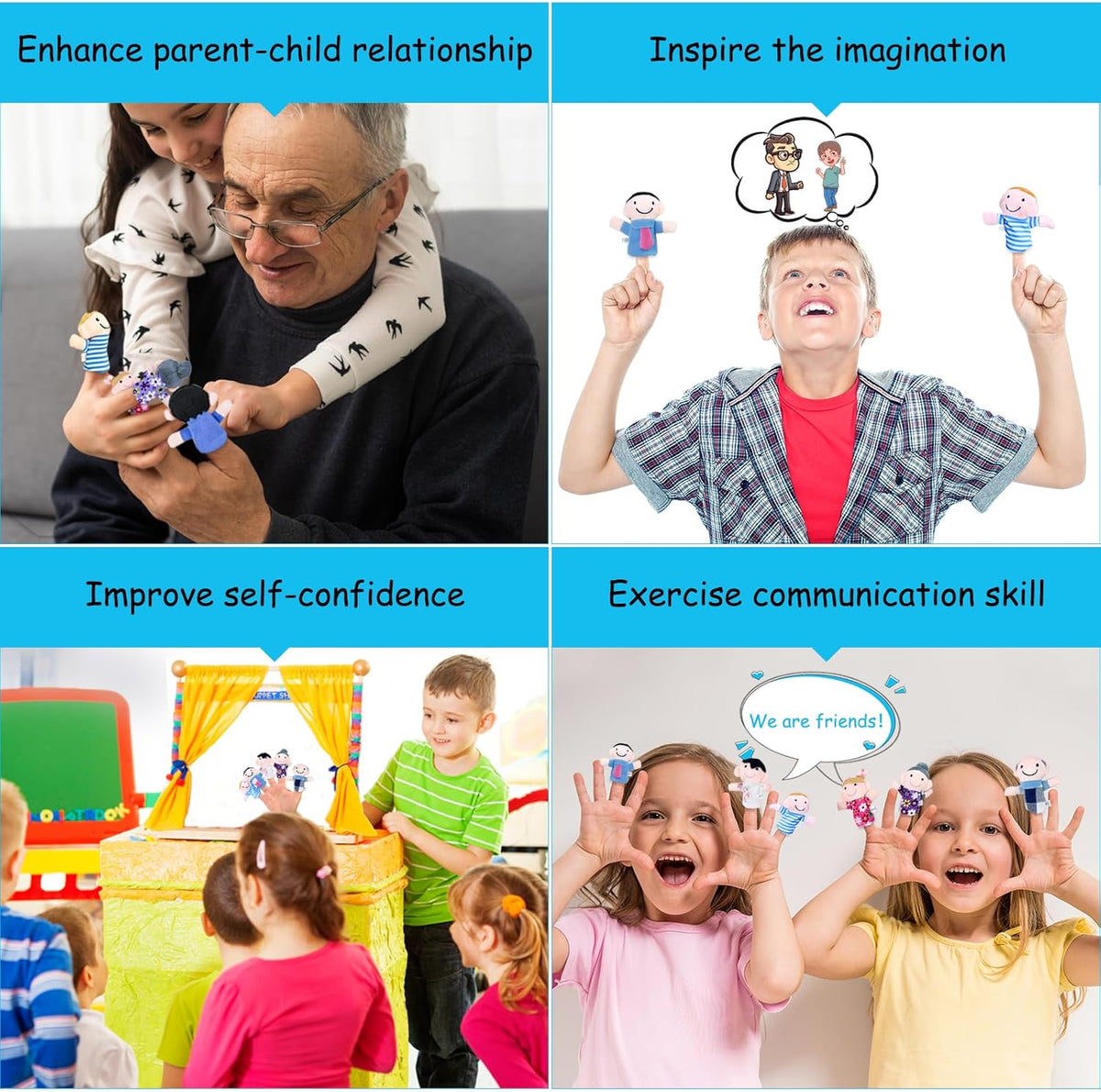 Sealive 6 piece family finger puppets for toddlers with grandparents, parents and kids - view 8