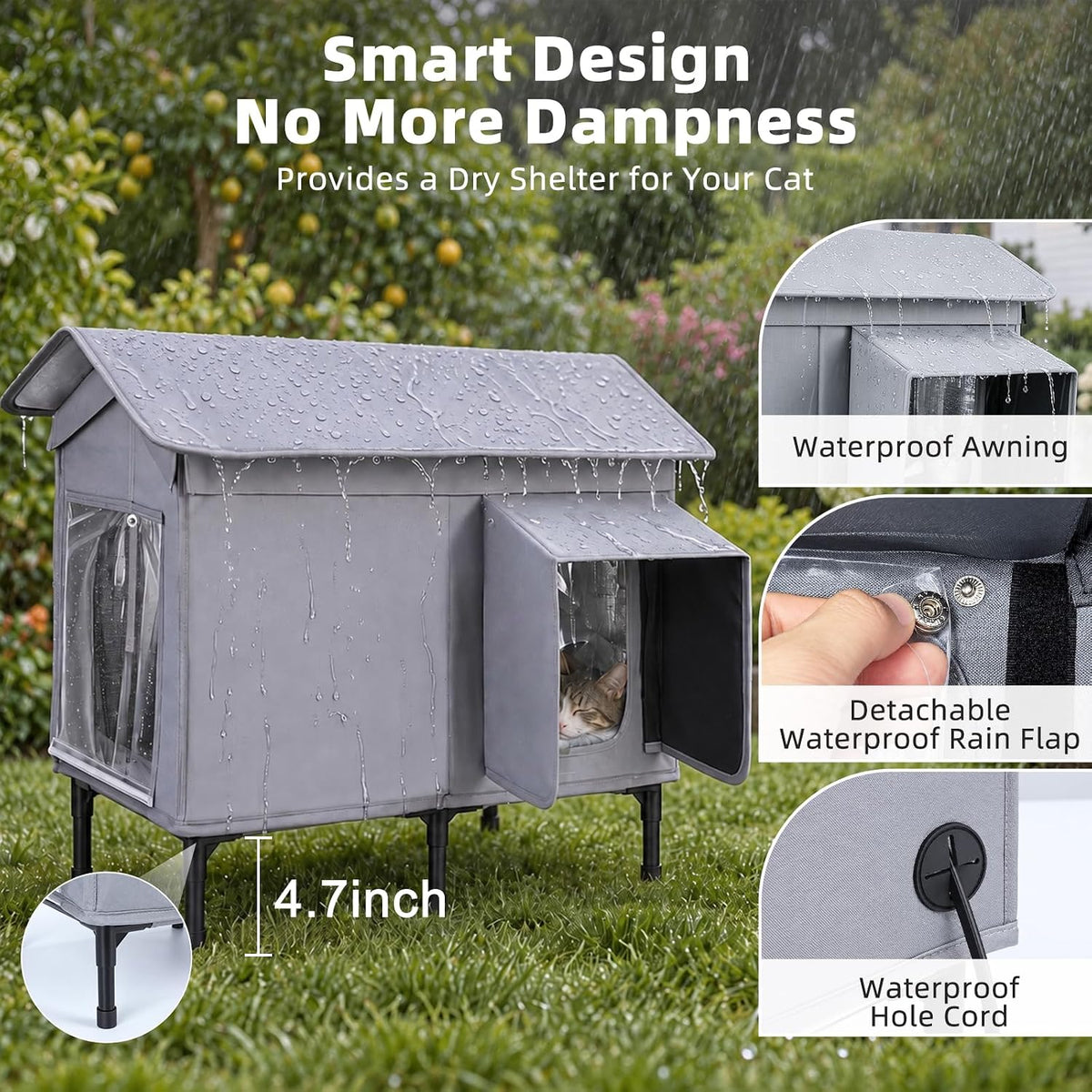 Heated Outdoor Cat House Weatherproof - 23.6 x 12.2 x 20.8 - image 4
