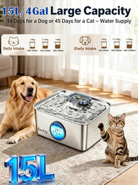 Kastty 4 Gal/15L Stainless Steel Dog Water Fountain for Large Dogs – Essentials for Dogs - Circular Shape - image 2