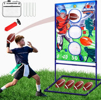 Punieayi football toss game with target net, 4 inflatable footballs, pump and scoreboard