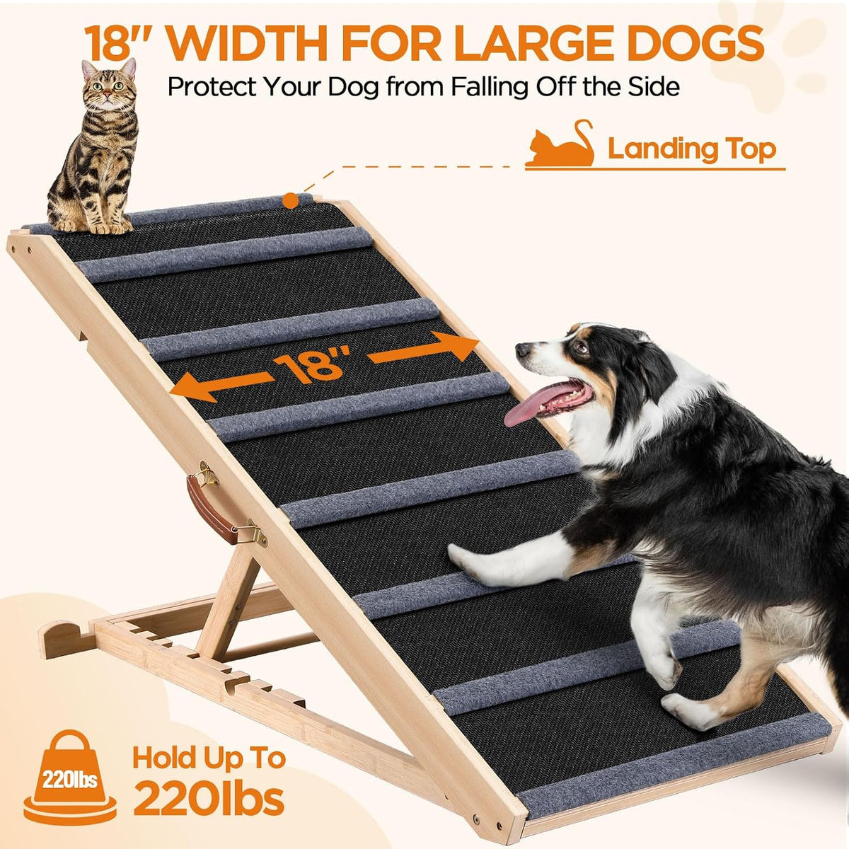 Dog Ramp for Bed, Extra Wide 17’’ - Black / Extra Large - image 3