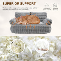 Cat Couch Bed, Cute Pet Sofa for Indoor Cats, 26"x15" - Grey / 26"L x 15"W x 12.5"Th - image 4