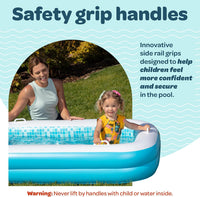 3-in-1 Inflatable Baby Pool, Safety Secure Grip Handles - 65" Rectangular Summer Blue - image 3