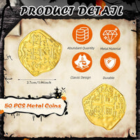 Hanaive 50 Pcs Metal Fake Gold Coins, Silver, Bronze - Gold / Irregular - image 2