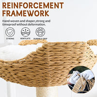 Big Modern Design Cat Tree Tower with White Cloud Mat, Unique Cat Supplies Tower with Scratching Post, Cute Wood Cat Tree Cat Furniture Activity Centre for Indoor Big Cats