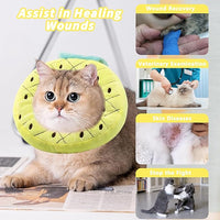 Soft Cat Cone Collar, Cute Cat Recovery Collar Suitable for Small, Medium, Large Cats,Elizabethan Neck Collar for Cats After Surgery (Pineapple, Small)