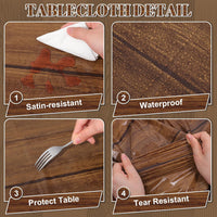 NatNarr 3 Pack Wood Grain Plastic Tablecloths - Wood Grain - image 4