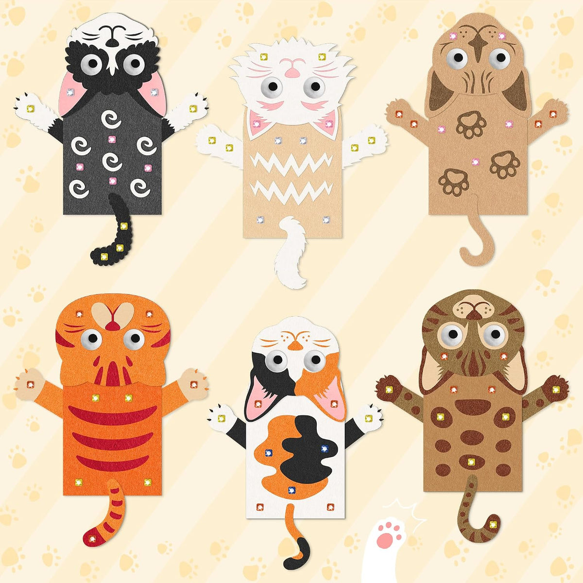 WATINC Hand Puppet Making Kit, Felt Sock Puppet Toys for Kids – Fun for Kids & Family - Cat B - image 4