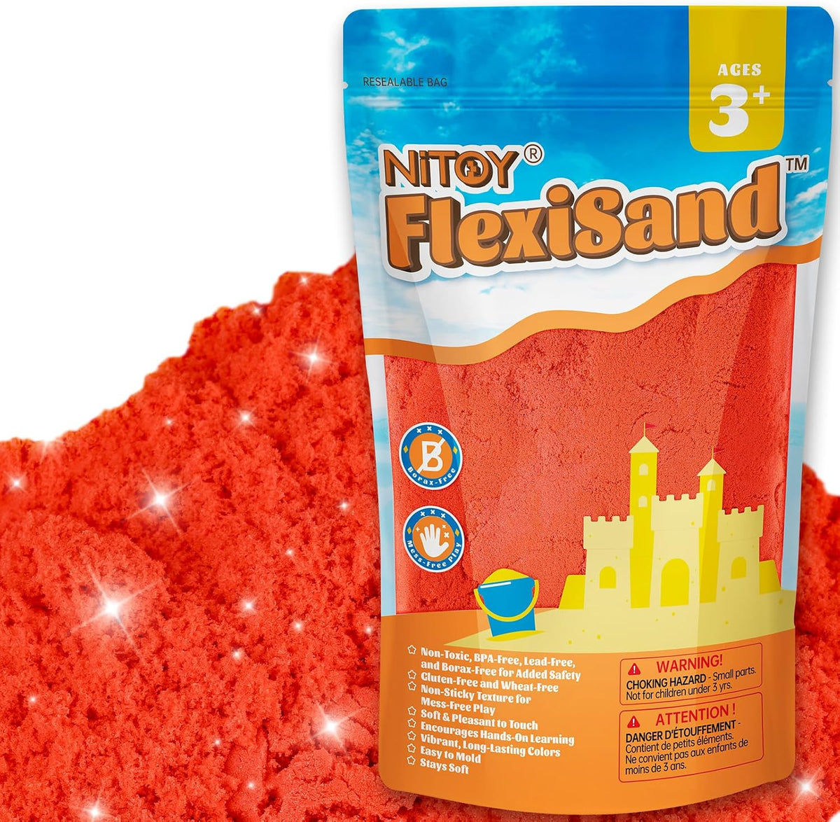 NiToy FlexiSand Toy Sand 2.2Lbs Moldable Sensory Sand for Kids - Red