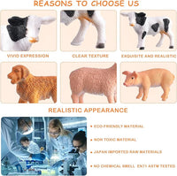 16Pcs Small Animals Figures, Realistic Farm Animals Toys for Cupcake Toppers, Learning Educational Toys, Birthday Party Favors Gift for Kids