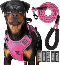 Dog Harness and Leash Set for Large Dogs - Rose Red / XL