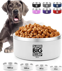 Tuff Pupper 100 oz Heavy Duty Insulated Stainless Steel Dog Bowl - 188oz / Snow White