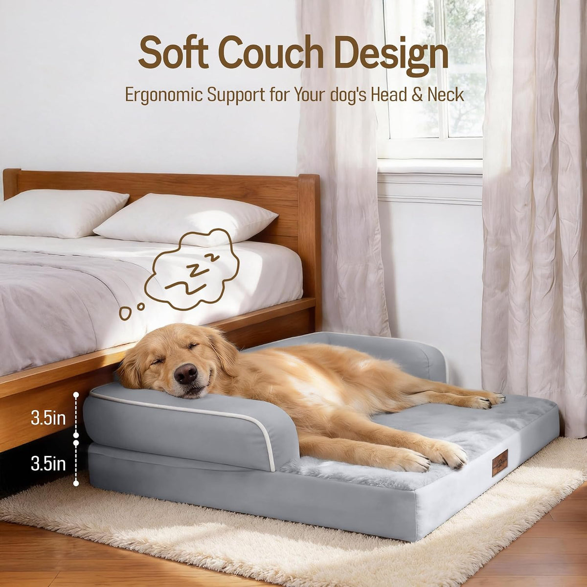 Comfort Expression Orthopedic XL Dog Bed for Large and Extra Large - Grey / 36"L x 27"W x 7.5"Th - image 3