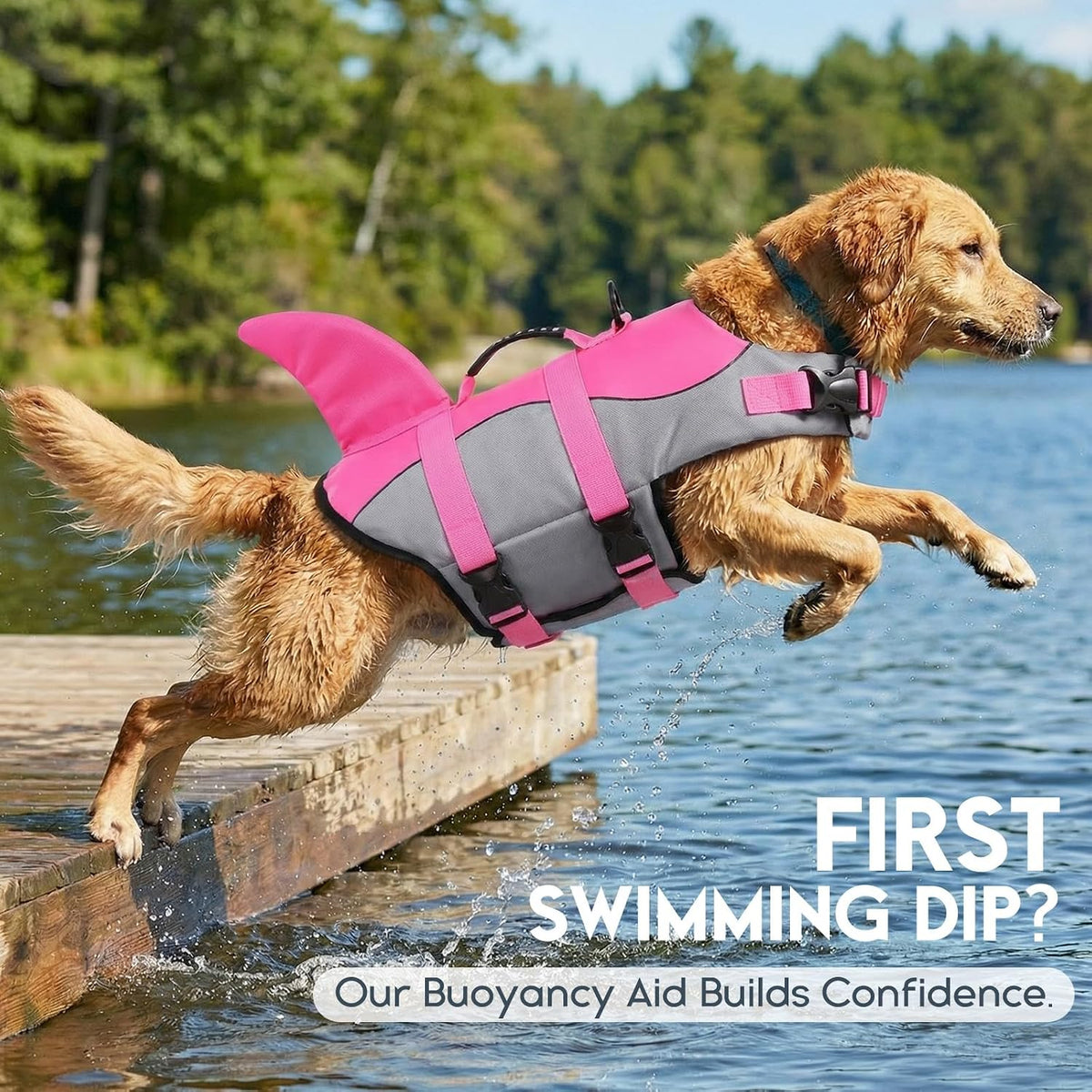 ASENKU Dog Life Jacket, Pet Safety Vest for Swimming & Boating - X-large / Shark Pink - image 2