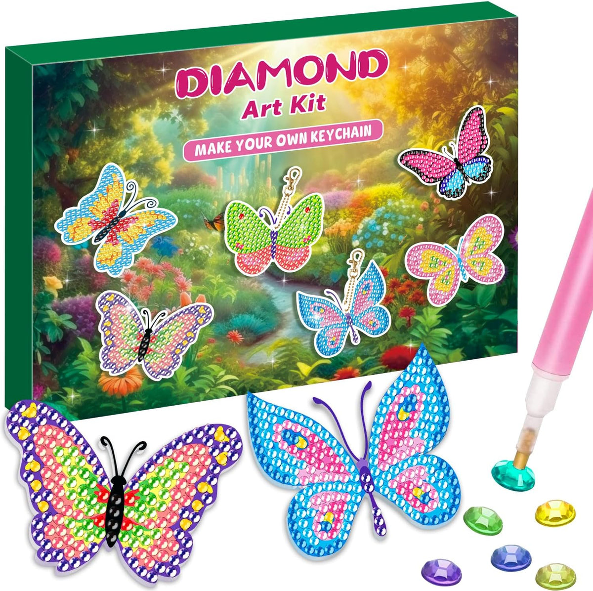 Labeol Diamond Art Kits for kids 5D Diamond Creat Your Own GEM - butterfly