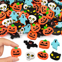 YGAOHF 60 mini Halloween erasers in pumpkin, ghost and bat shapes - view 2