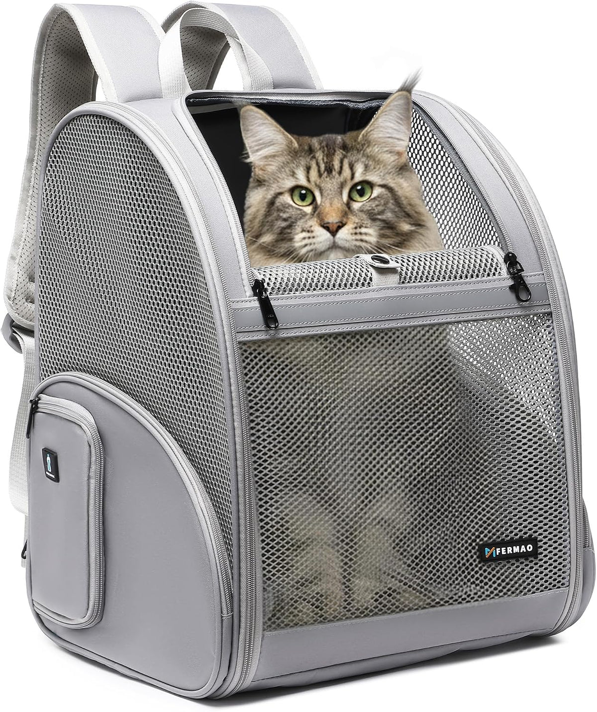 Cat Backpack Carrier for Small Dogs and Medium cat Puppy Kitten Bunny - Gray / 13.7"L x 12.0"W x 18.0"H