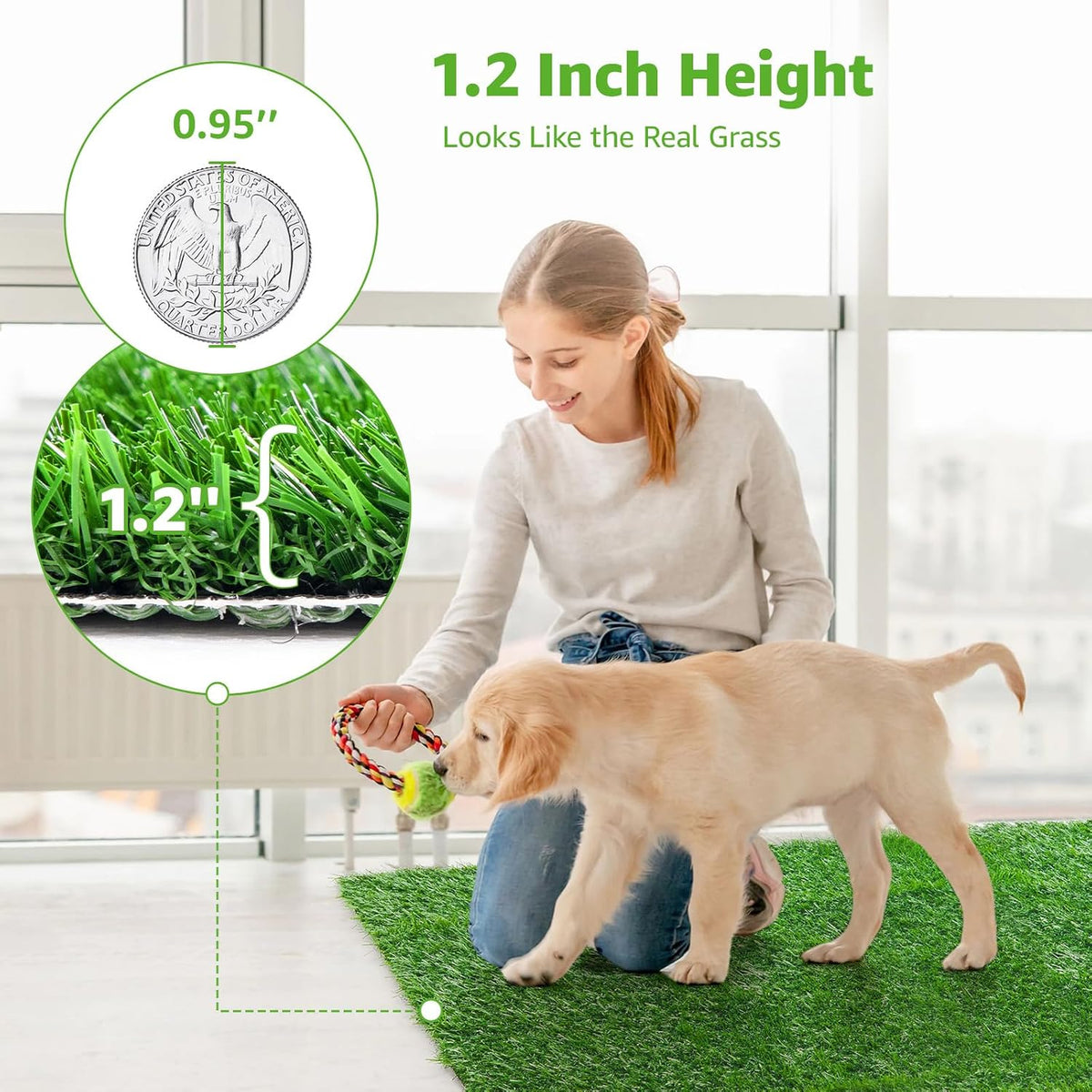 Dog Grass Pee Pads, 26''x 17'' - 20"x25" Hemmed Edge - image 4