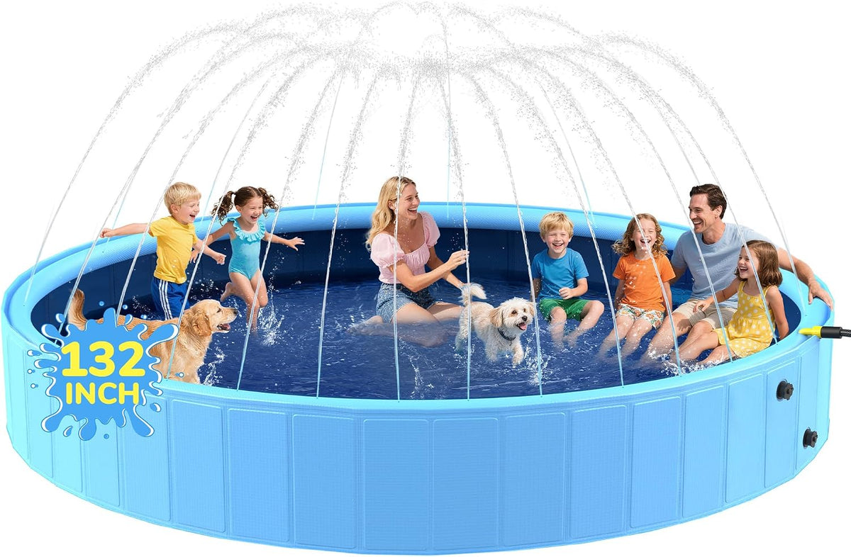 47'' Foldable Dog Pet Bath Pool, Heavy Duty Non-Slip Kiddie Pool - Gaint-132"-930Gal