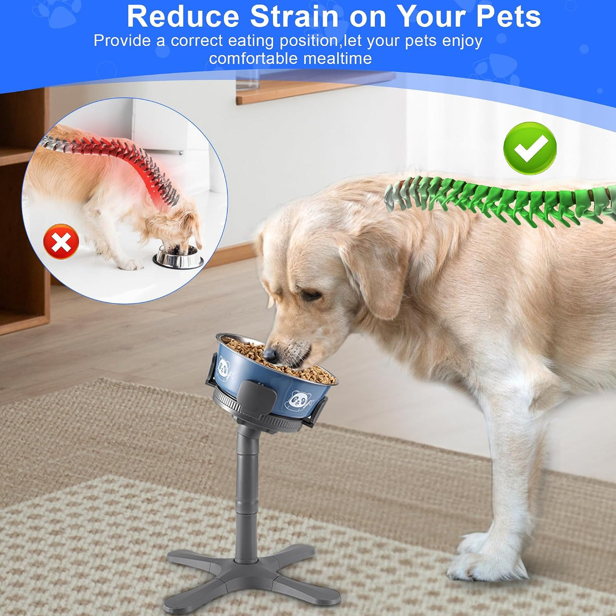 Dog Bowls Elevated Adjustable Stand - Dog Bowl Stand 1 Pack Grey - image 3