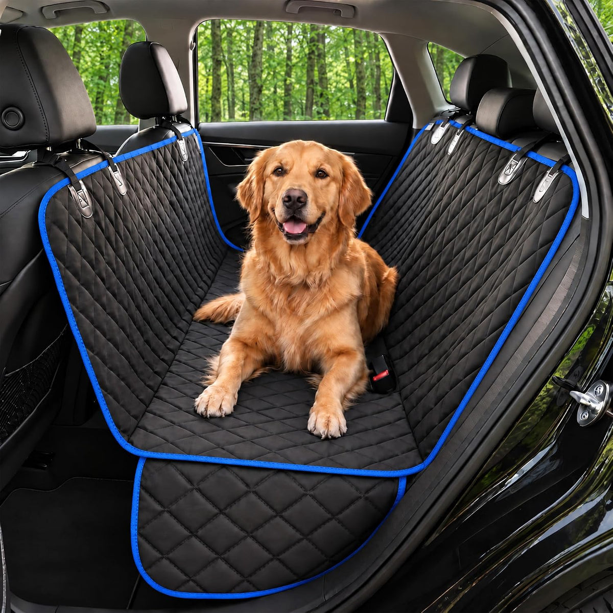 Dog Car Seat Cover for Back Seat, Dog Hammock for Car, SUV - Blue / Standard 54"W- Sedans & Compact SUVs
