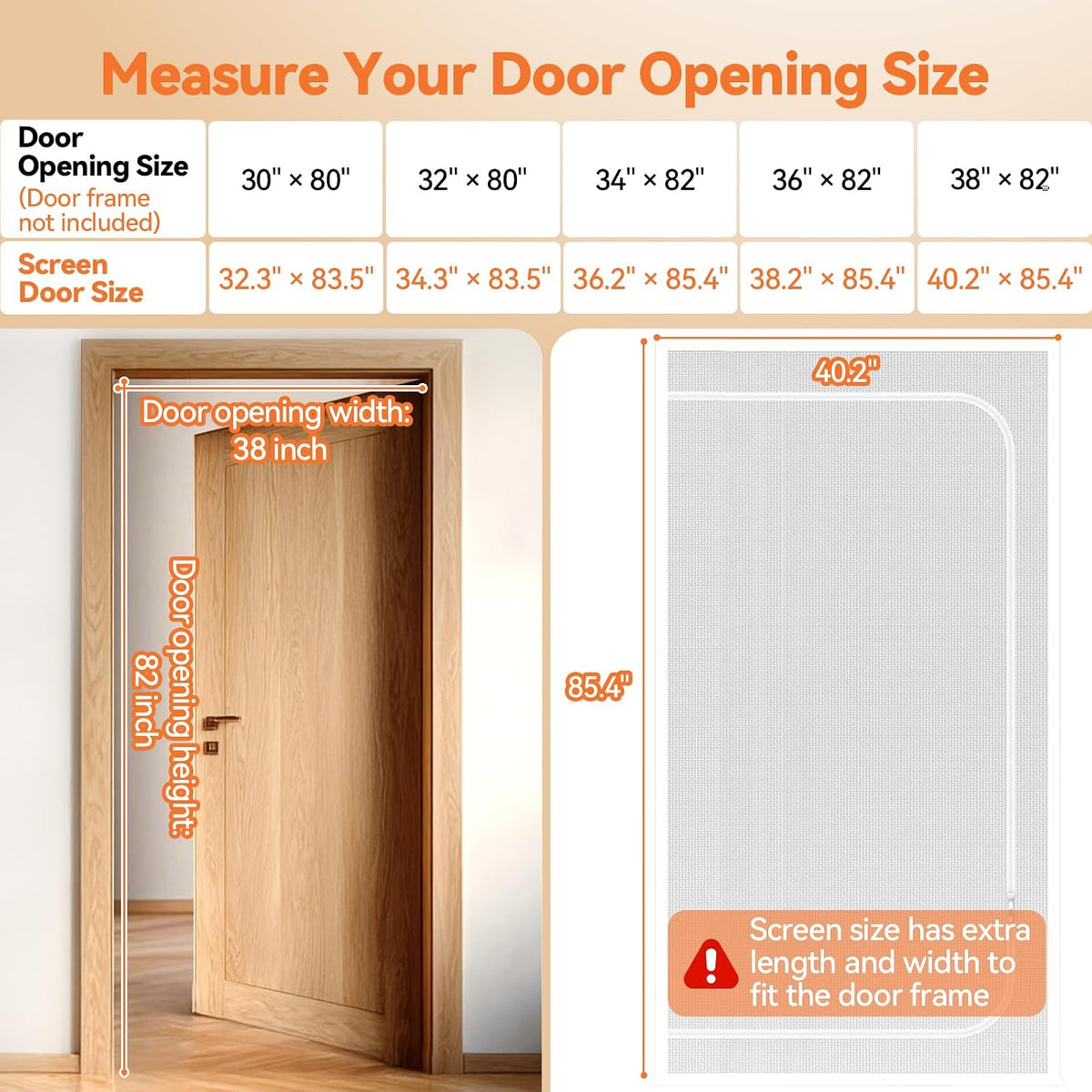 BFNN Cat Proof Screen Door, Extra Tall Mesh Gate - White / Fits Door Opening Size Up to 38''x 82'' - image 2