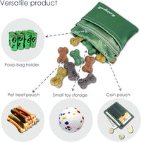 Dog Treat Pouch, Pocket Sized Pet Training Pouch, Hand Free Bronze Dog Walking Bag with Carabiner, Self-Closing Pet Feed Snack Reward, for Puppy Travel or Outdoor Use, NanoPTC