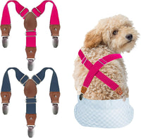 2 Pieces Dog Diaper Suspenders - Navy Blue&Pink / X-Small/Small