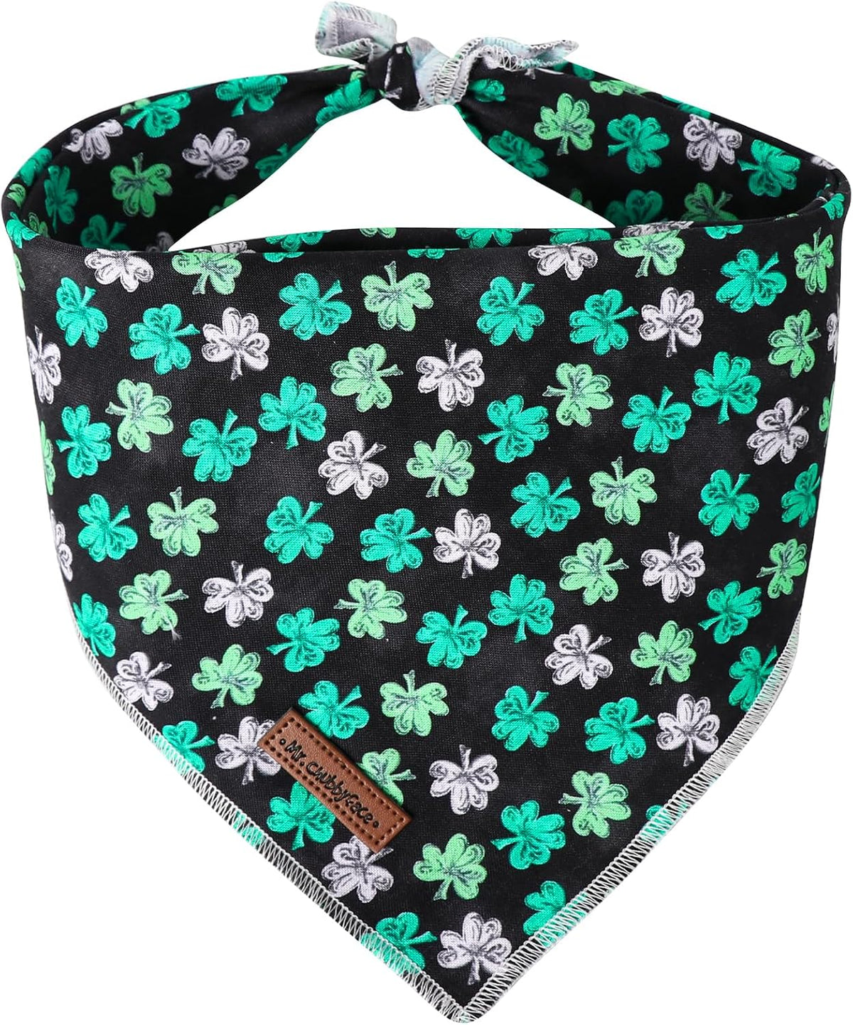 MR. CHUBBYFACE Fall Orange Plaid Dog Bandanas Reversible Triangle - C:Pinwheel Clover / L