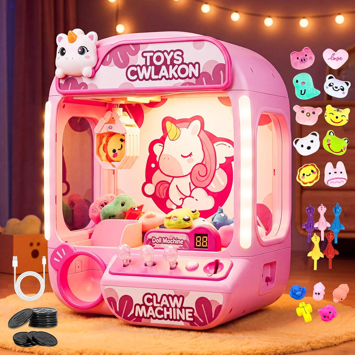CWLAKON Claw Machine for Kids Boys Dinosaur Toys - Blush