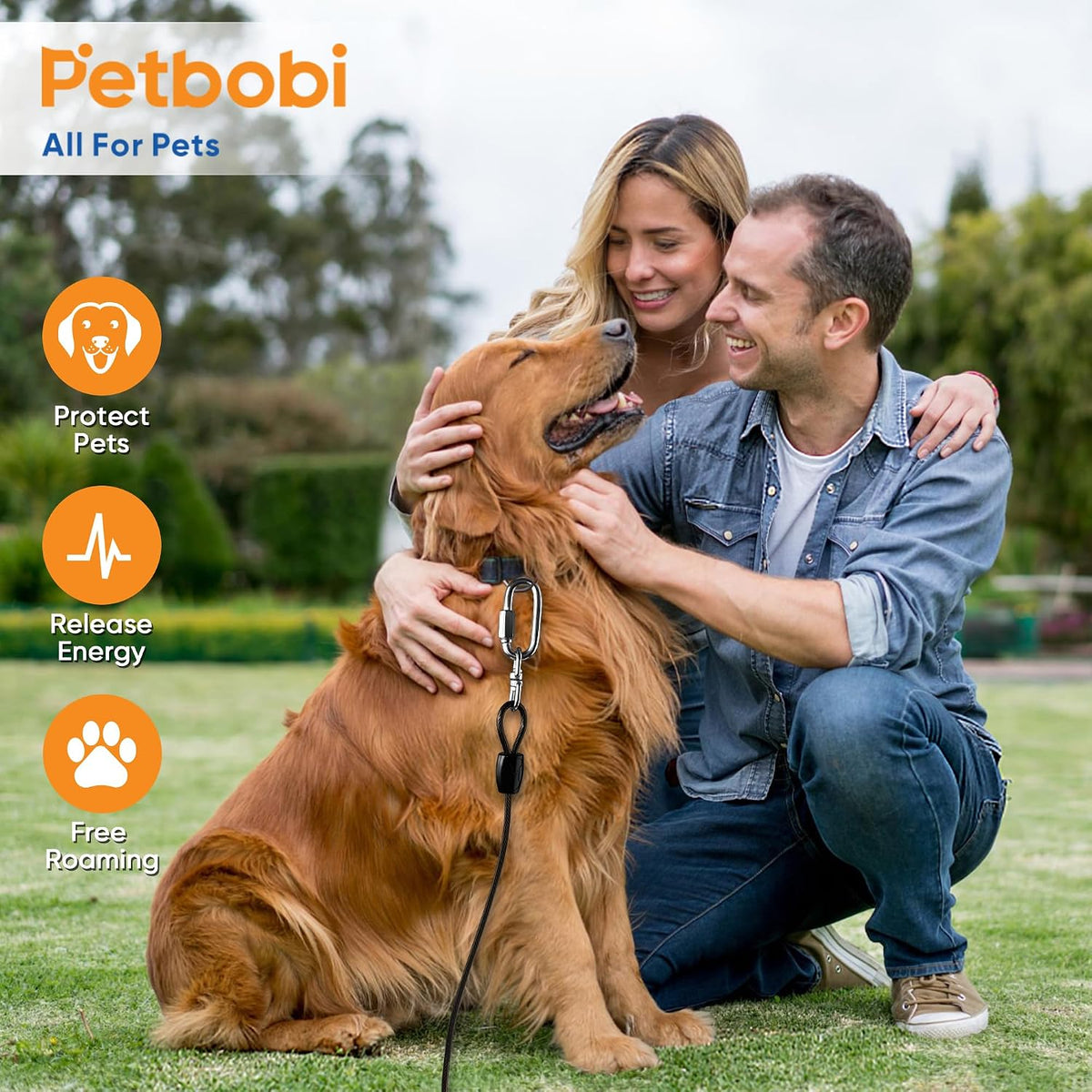 Petbobi Dog Tie Out Cable & Stake - 30ft / Black - image 4