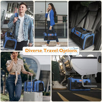 PETUX TSA Approved Pet Carrier in Cabin, 17"x11"x9.5" Soft Cat Carriers for Small Cat up to 12 lb and Puppy up to 10 lb, Top Open Portable Pet Carrier Airline Approved for Travel and Vet Visit (Blue)