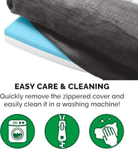 Furhaven Cooling Gel Dog Bed for Large/Medium Dogs w/ Removable Bolsters & Washable Cover, For Dogs Up to 55 lbs - Luxe Faux Fur & Performance Linen Sofa - Charcoal, Large