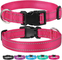 Reflective Dog Collar, Puppy Collar with Buckle Adjustable - Hotpink / Small :Width 5/8",Neck 10-14" - image 2