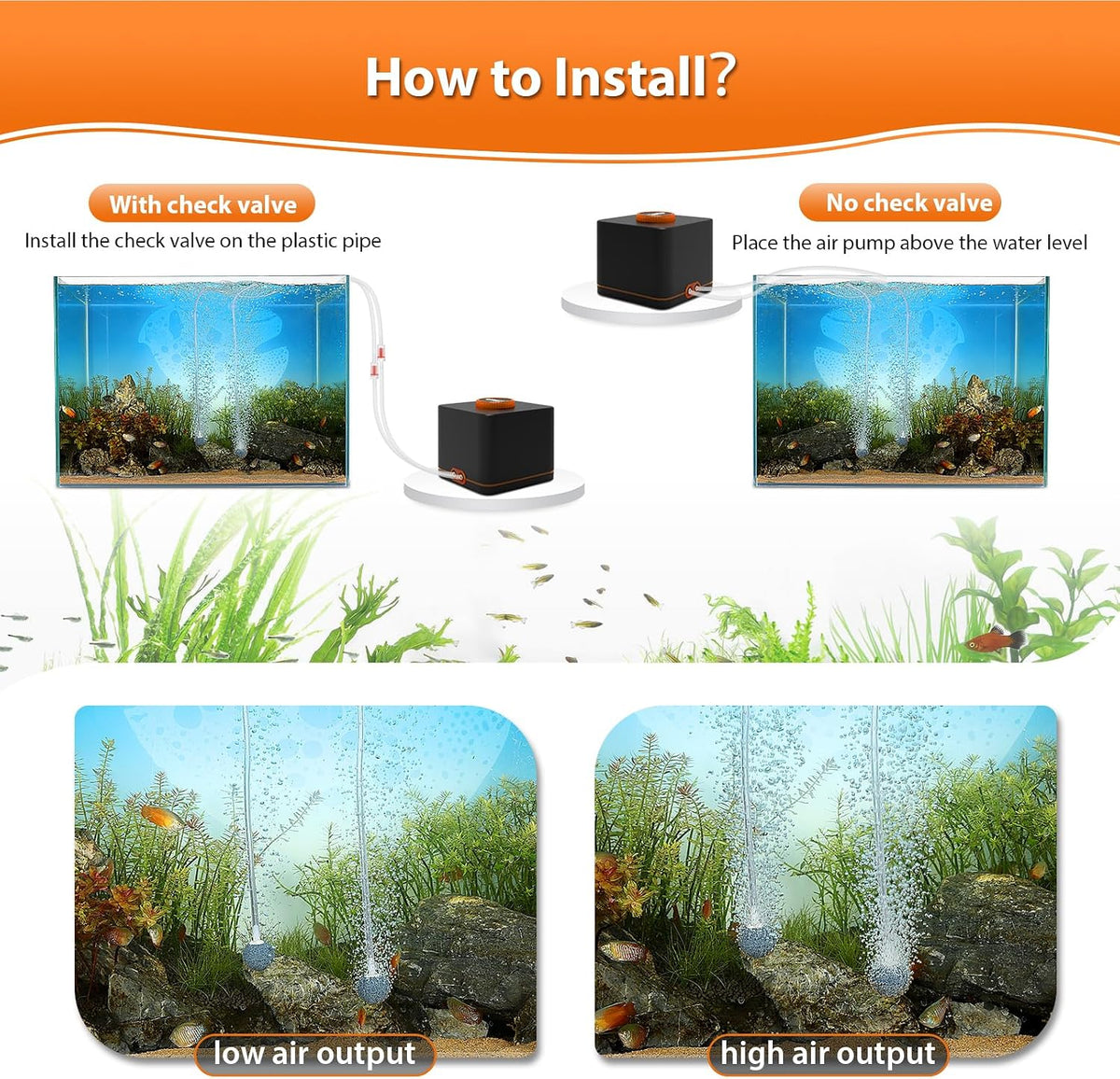 hygger Strong Aquarium Air Pump for Medium Large Fish Tank - 4W(Tank Up to 90 Gallon Aquariums) - image 4