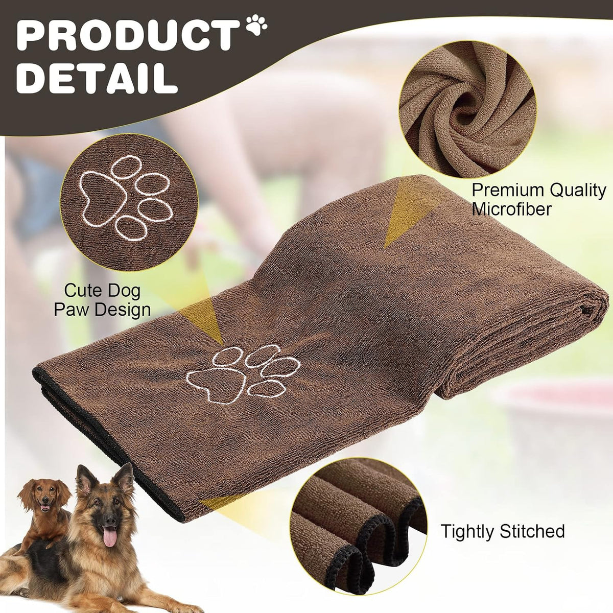 Chumia 4 Pcs Dog Towels for Drying - 16 x 32 Inch / Brown - image 3