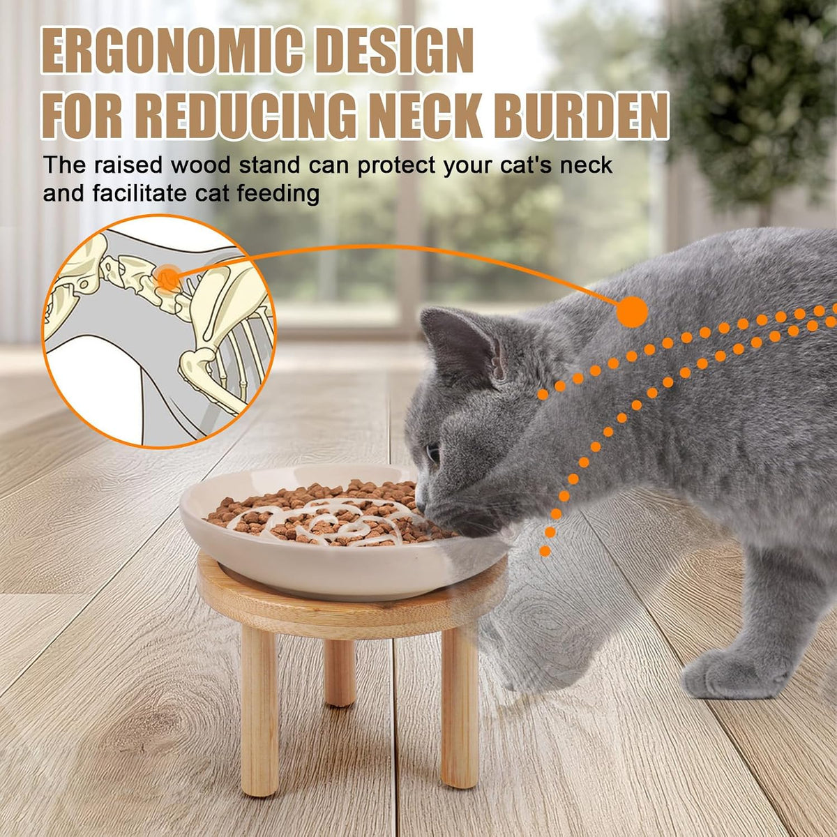 Elevated Slow Feeder Cat Bowls - apricot / elevated slow feeder with stand - image 4